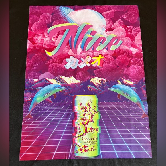 🔥Arizona Green Tea Vapor Wave T-shirt w/Dolphins by SHEIN Curve Size 1X *NWOT - Picture 4 of 7